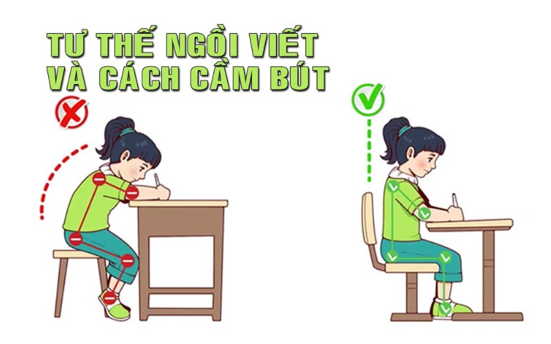 Rèn con tư thế ngồi đúng bảo vệ cột sống và thị lực