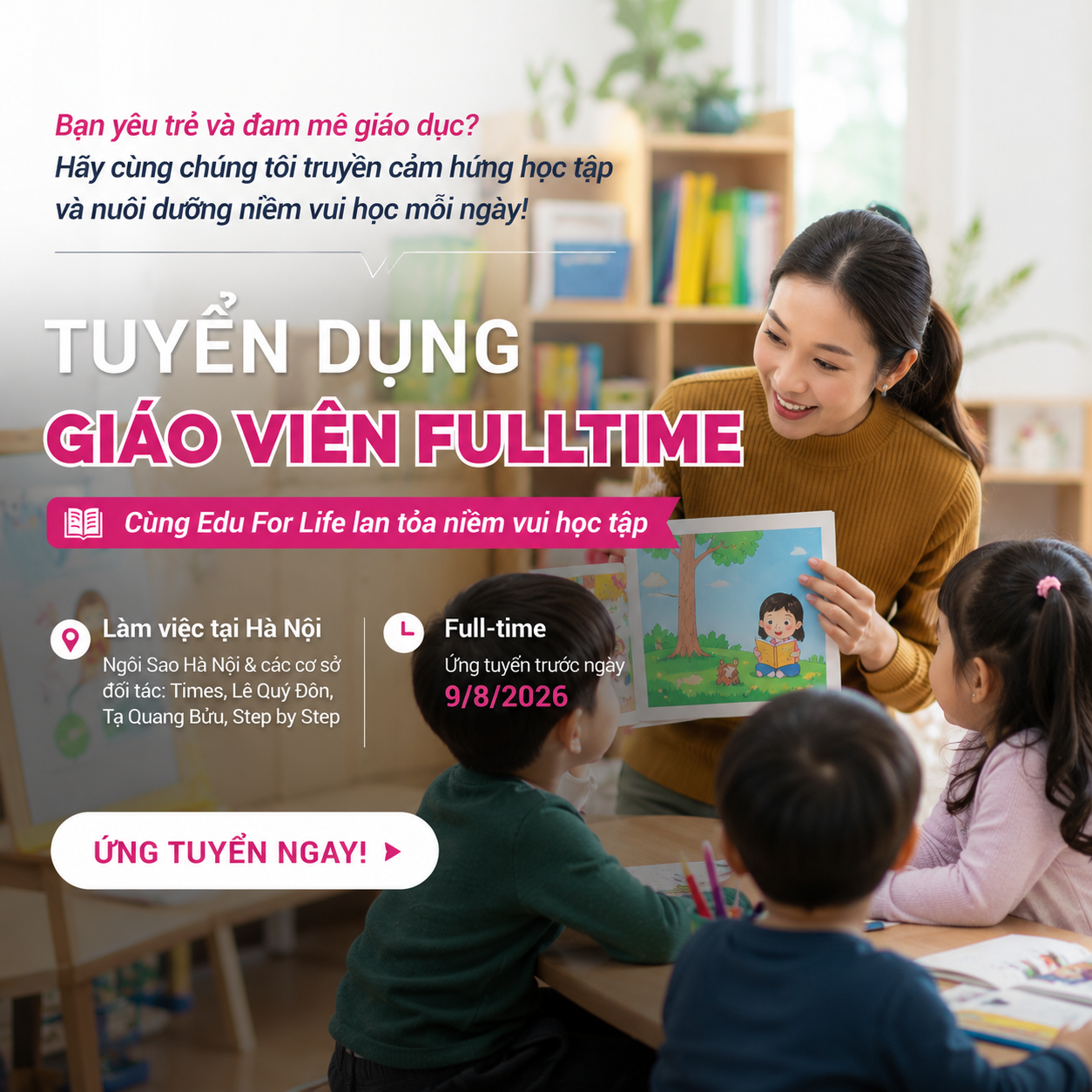 EduForLife tuyển đồng đội – Giáo viên toàn thời gian tại Hà Nội
